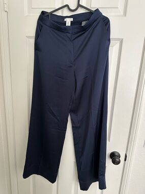 H&M 2 Pairs Bundle Navy Dress Pants Size 4 & US 6 Wide Leg + Slim Slack EUC